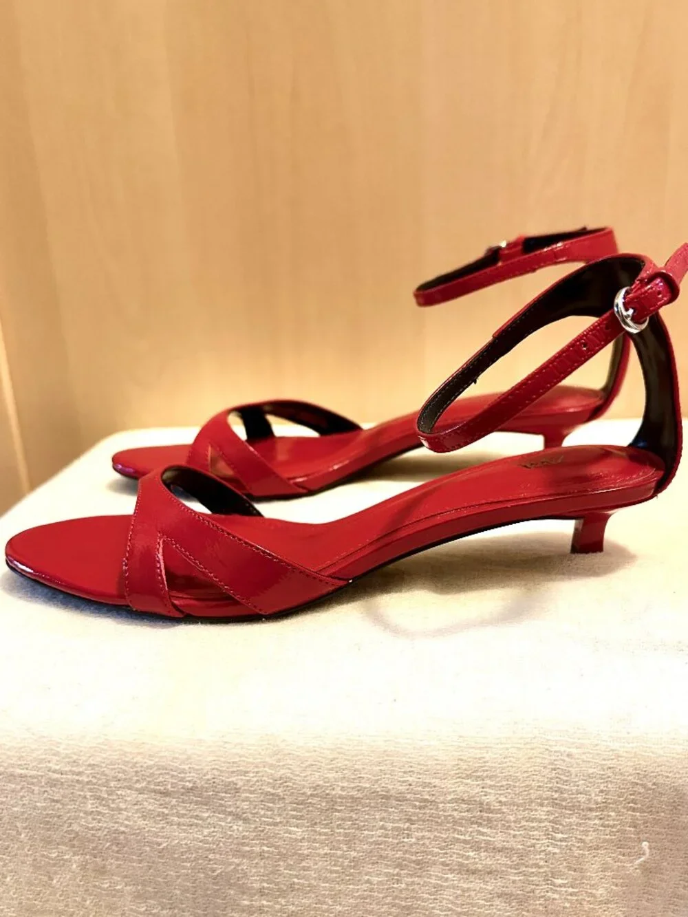 ZARA LEATHER ANKLE STRAP SANDALS - RED size 36 / 6 - Picture 7 of 12